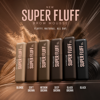 Superfluff Volumizing Brow Mousse – Soft, Full, Flawless Brows All Day, Flake Resistant, Maybelline New York